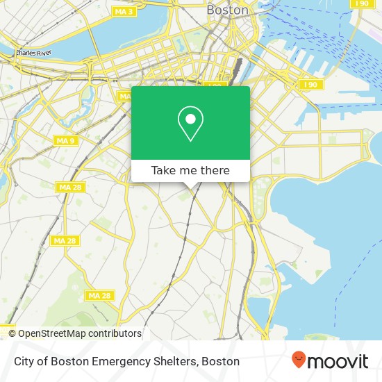 City of Boston Emergency Shelters map