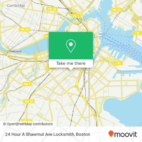 Mapa de 24 Hour A Shawmut Ave Locksmith