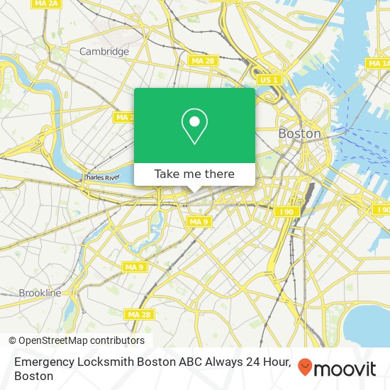 Mapa de Emergency Locksmith Boston ABC Always 24 Hour