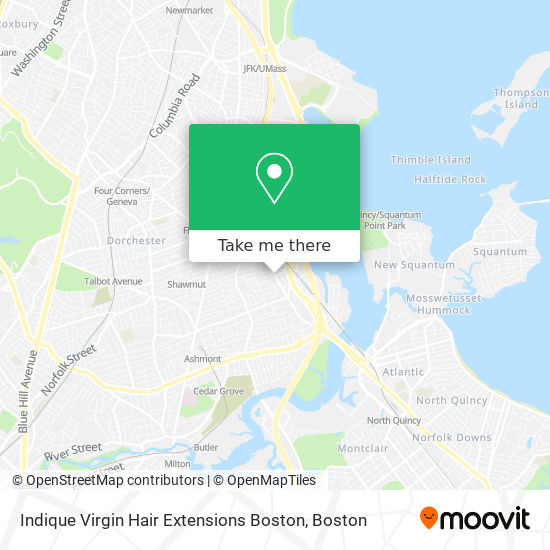 Mapa de Indique Virgin Hair Extensions Boston