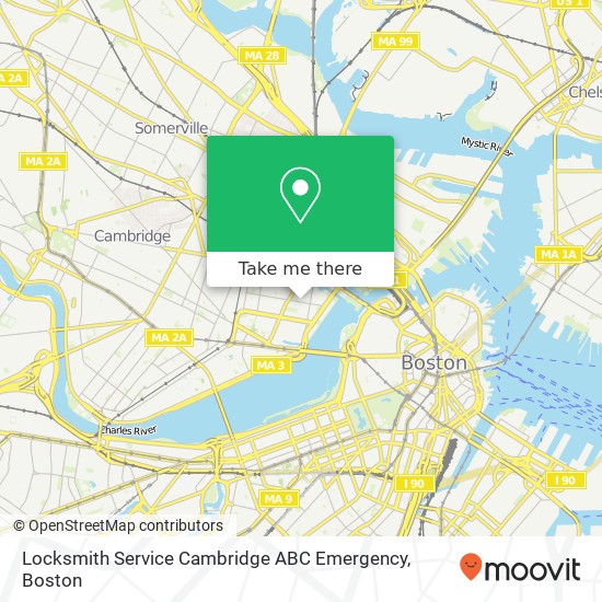 Mapa de Locksmith Service Cambridge ABC Emergency