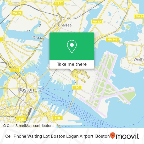 Mapa de Cell Phone Waiting Lot Boston Logan Airport