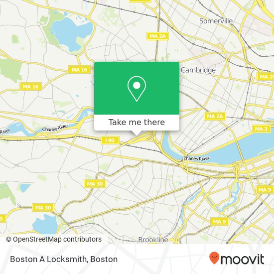 Boston A Locksmith map