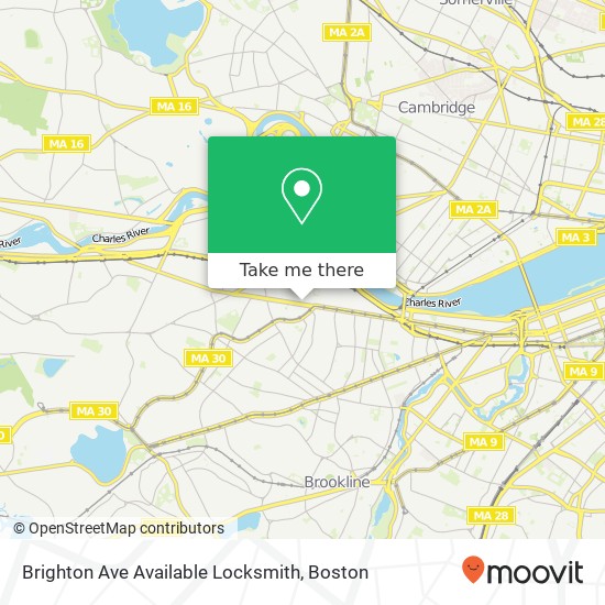 Brighton Ave Available Locksmith map