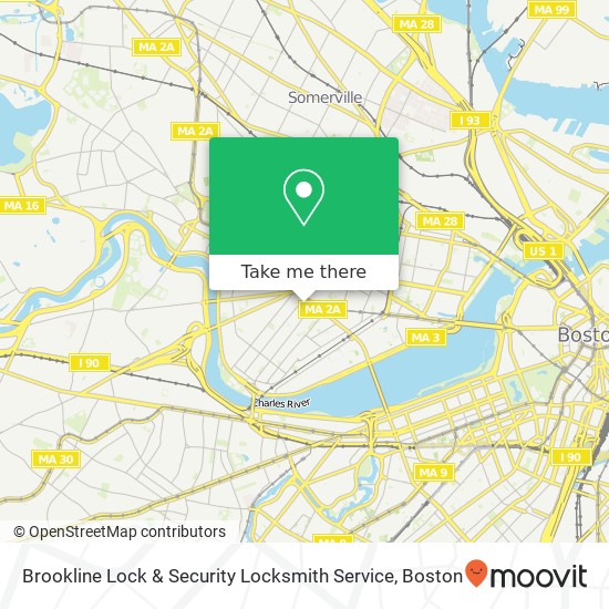 Brookline Lock & Security Locksmith Service map