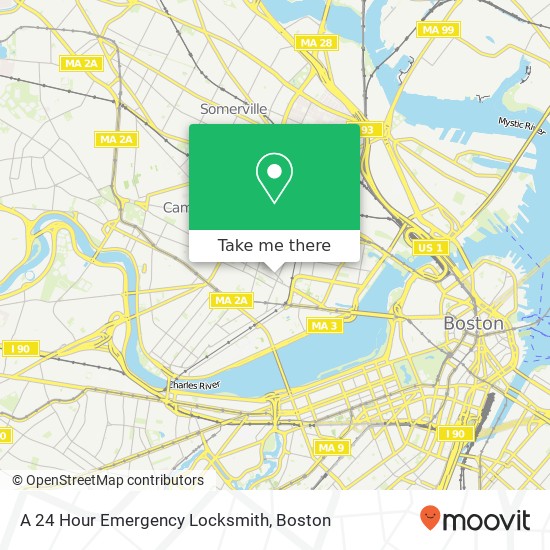 A 24 Hour Emergency Locksmith map