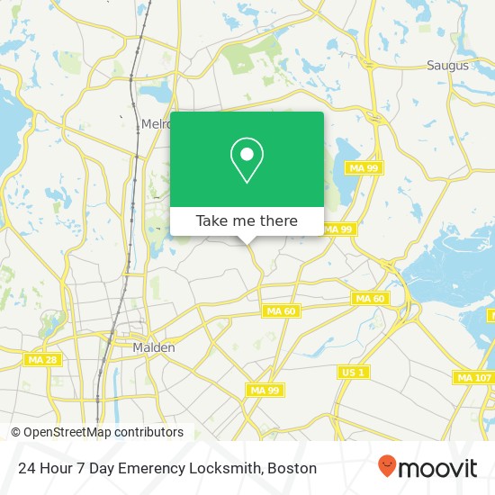 24 Hour 7 Day Emerency Locksmith map