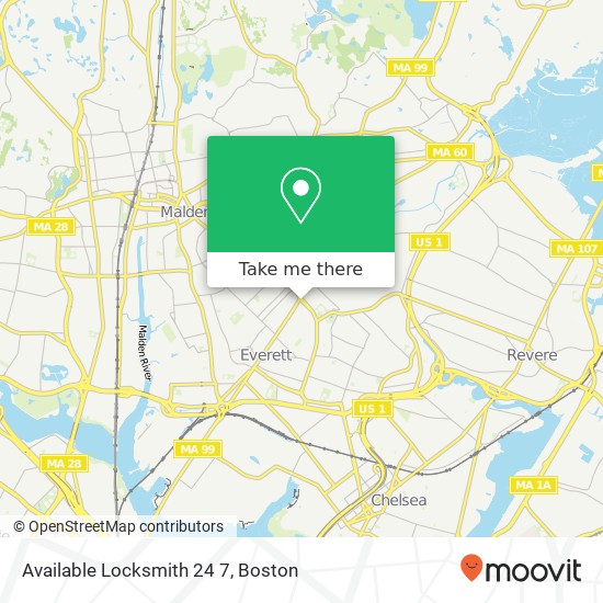 Mapa de Available Locksmith 24 7