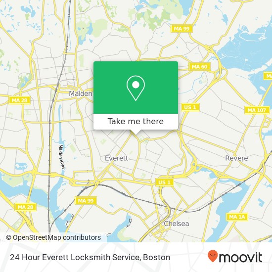 24 Hour Everett Locksmith Service map