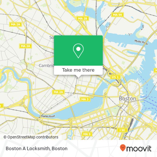 Boston A Locksmith map