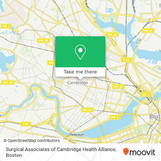 Mapa de Surgical Associates of Cambridge Health Alliance