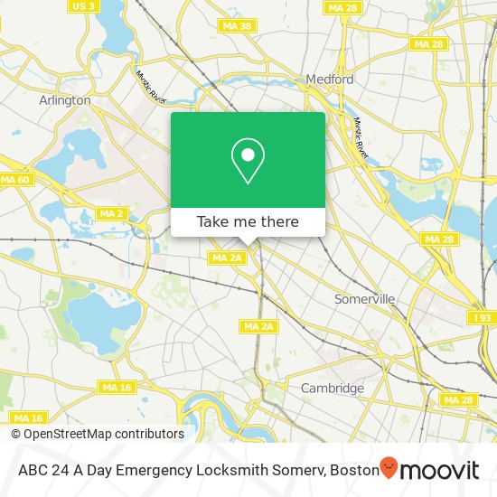 Mapa de ABC 24 A Day Emergency Locksmith Somerv