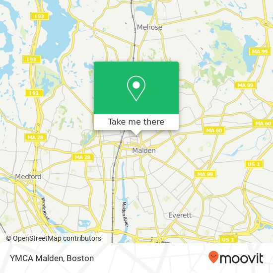 YMCA Malden map