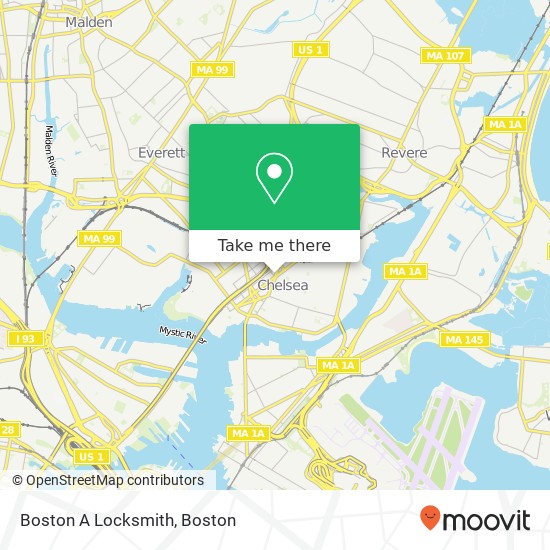 Boston A Locksmith map