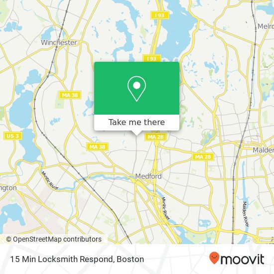 15 Min Locksmith Respond map