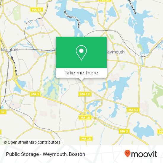 Public Storage - Weymouth map