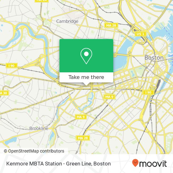 Mapa de Kenmore MBTA Station - Green Line