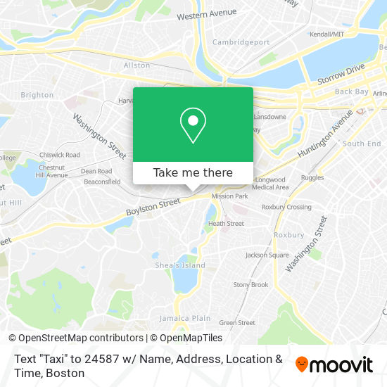 Mapa de Text "Taxi" to 24587 w/ Name, Address, Location & Time