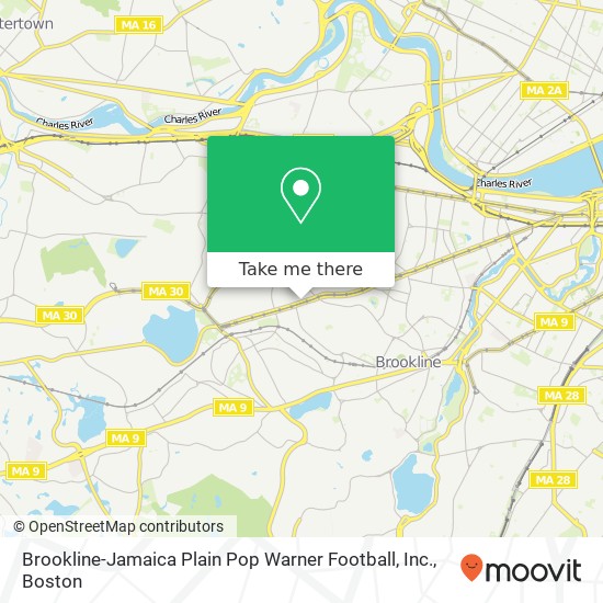 Mapa de Brookline-Jamaica Plain Pop Warner Football, Inc.