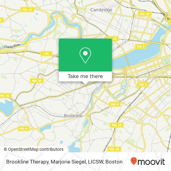 Mapa de Brookline Therapy, Marjorie Siegel, LICSW