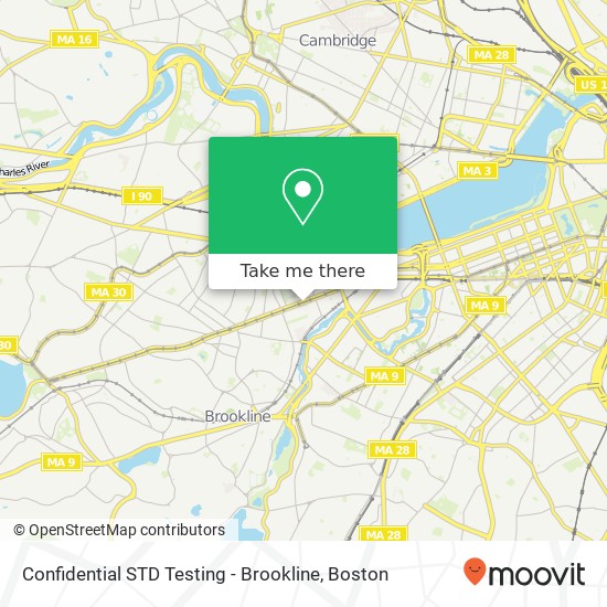 Confidential STD Testing - Brookline map