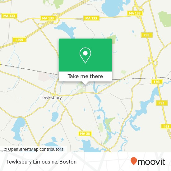 Mapa de Tewksbury Limousine