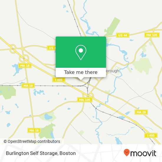 Burlington Self Storage map