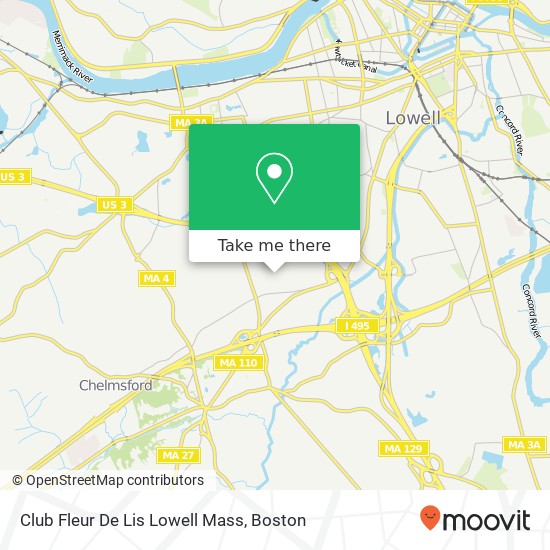 Mapa de Club Fleur De Lis Lowell Mass