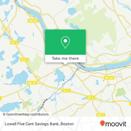 Mapa de Lowell Five Cent Savings Bank