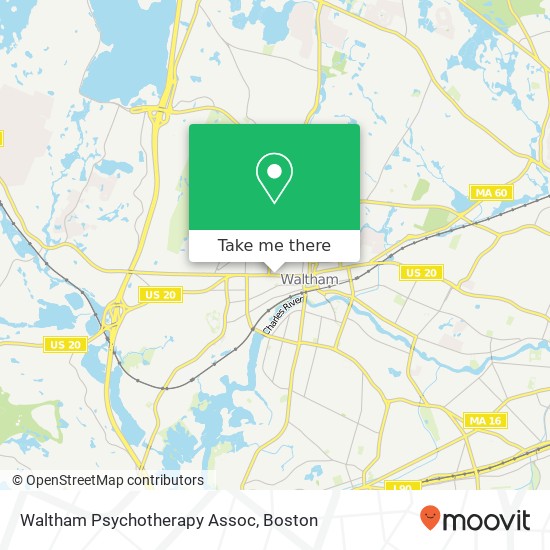 Waltham Psychotherapy Assoc map