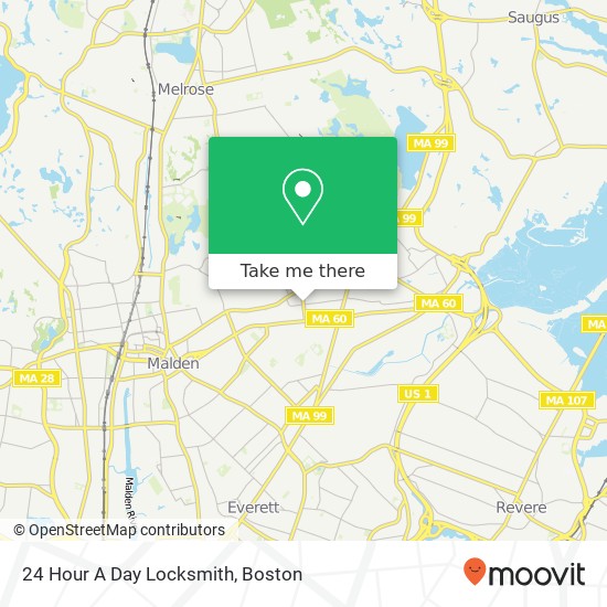 24 Hour A Day Locksmith map