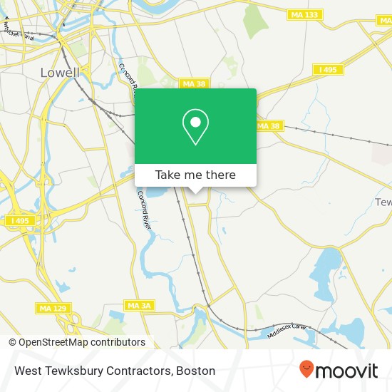 West Tewksbury Contractors map