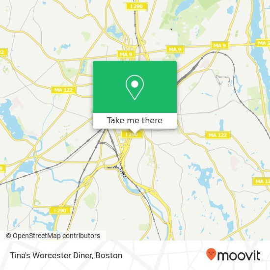 Tina's Worcester Diner map