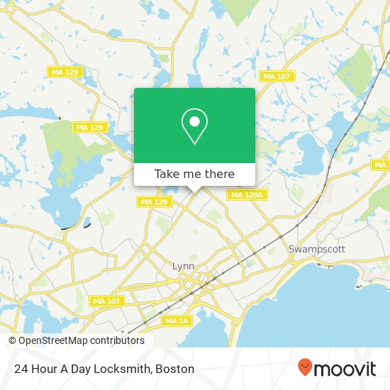 24 Hour A Day Locksmith map