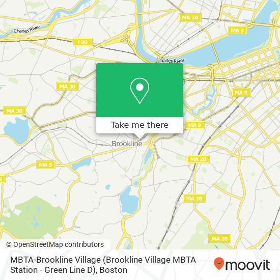 Mapa de MBTA-Brookline Village (Brookline Village MBTA Station - Green Line D)