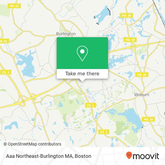 Mapa de Aaa Northeast-Burlington MA