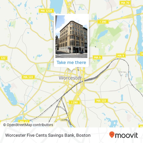 Mapa de Worcester Five Cents Savings Bank