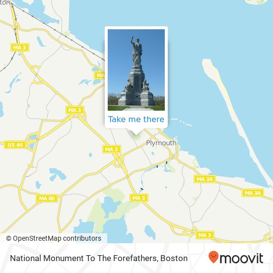 National Monument To The Forefathers map