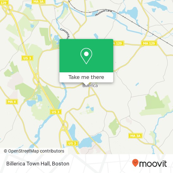 Billerica Town Hall map