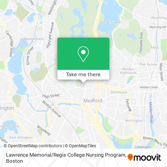 Lawrence Memorial / Regis College Nursing Program map