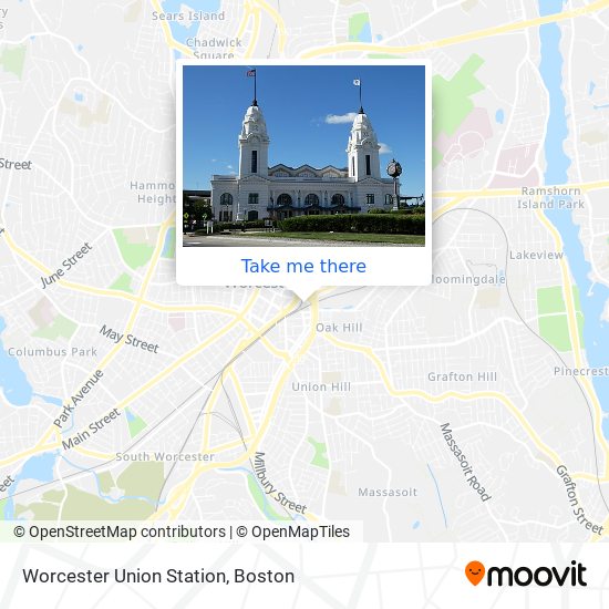 Mapa de Worcester Union Station