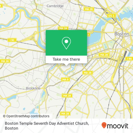 Mapa de Boston Temple Seventh Day Adventist Church