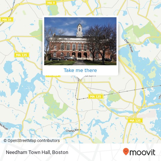 Needham Town Hall map