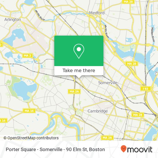 Mapa de Porter Square - Somerville - 90 Elm St