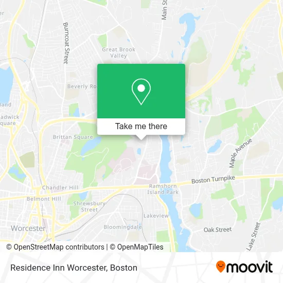 Residence Inn Worcester map