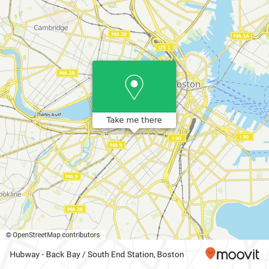 Mapa de Hubway - Back Bay / South End Station