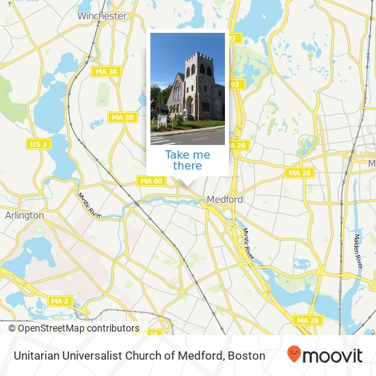 Unitarian Universalist Church of Medford map