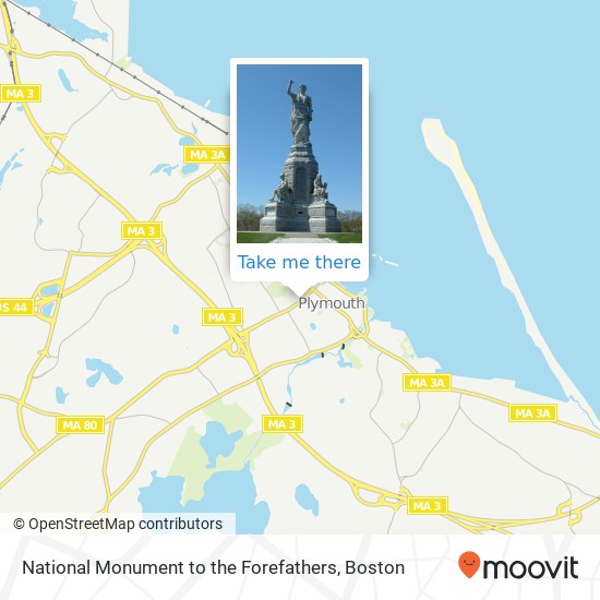 National Monument to the Forefathers map