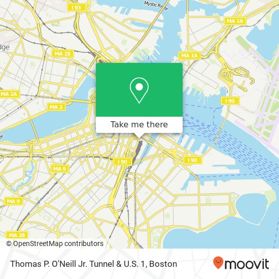 Thomas P. O'Neill Jr. Tunnel & U.S. 1 map