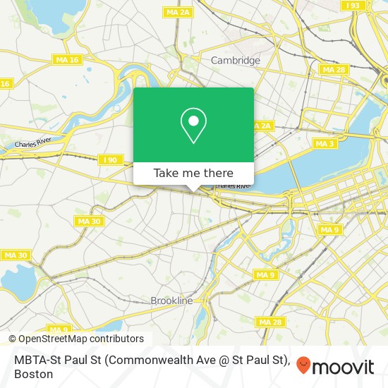 Mapa de MBTA-St Paul St (Commonwealth Ave @ St Paul St)
